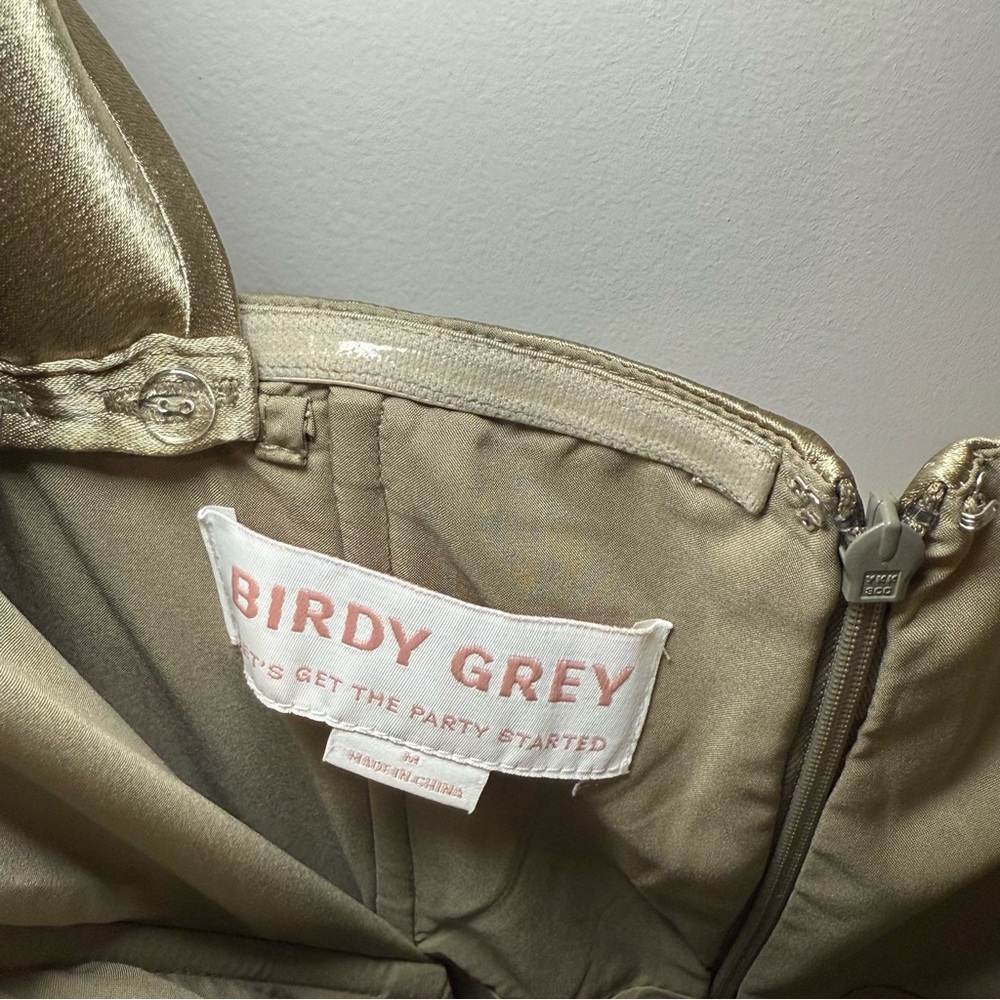 NWT Birdy Grey Mia Bridesmaid Dress Shiny Satin Moss Green - Picture 8 of 8